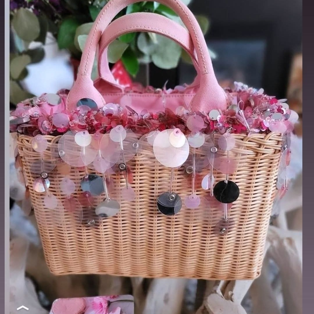 Prada Pink Basket Bag with Sequin Details